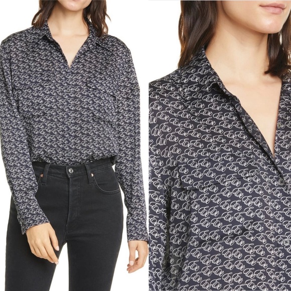 Equipment Logo Signature Satin Button-Up Blouse. Size XXL. Like new! - Picture 2 of 9